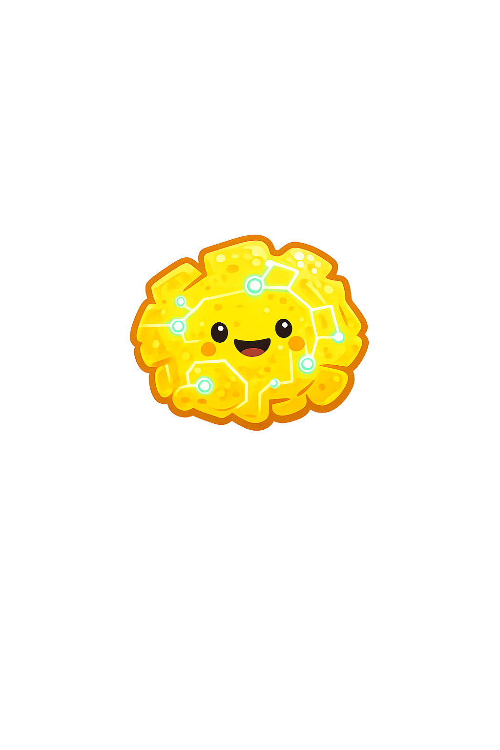 Patako, the PatakoLabs mascot — a smiling golden patacón with embedded circuit lines