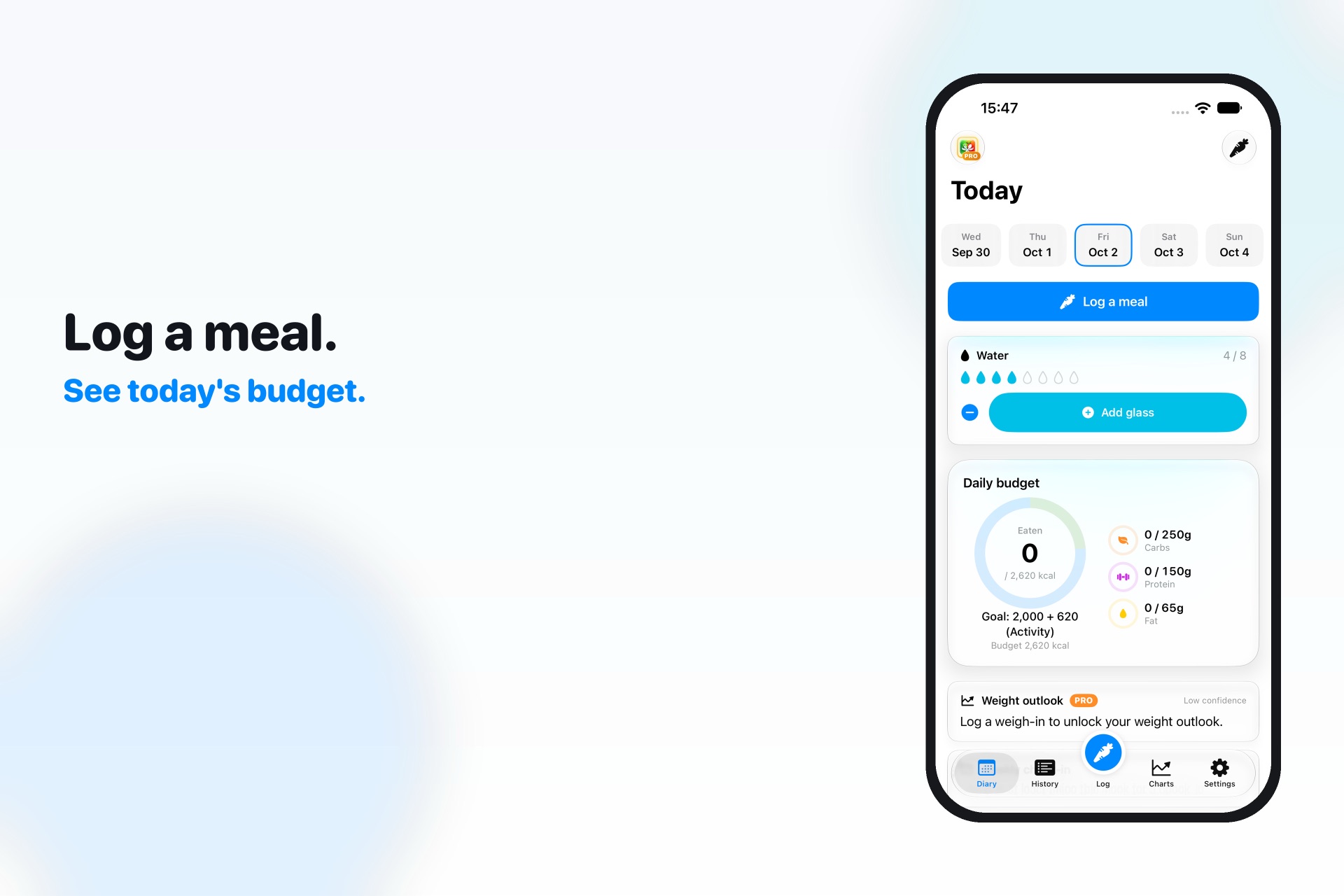 Log a meal. See today's budget. — FoodTracker