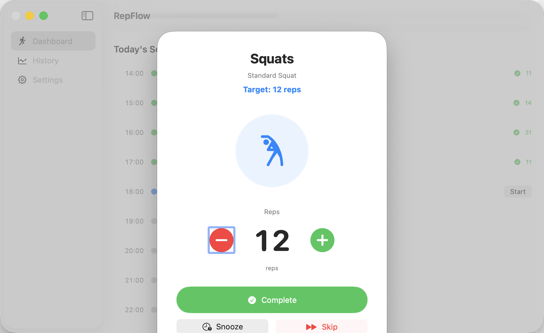 Session Popup screenshot