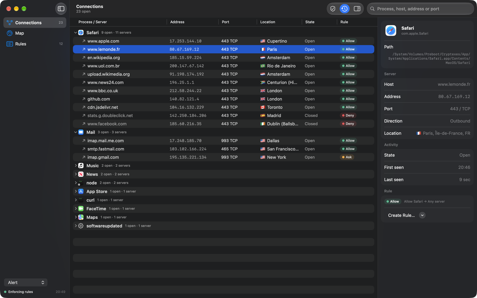 Connections — Network Monitor