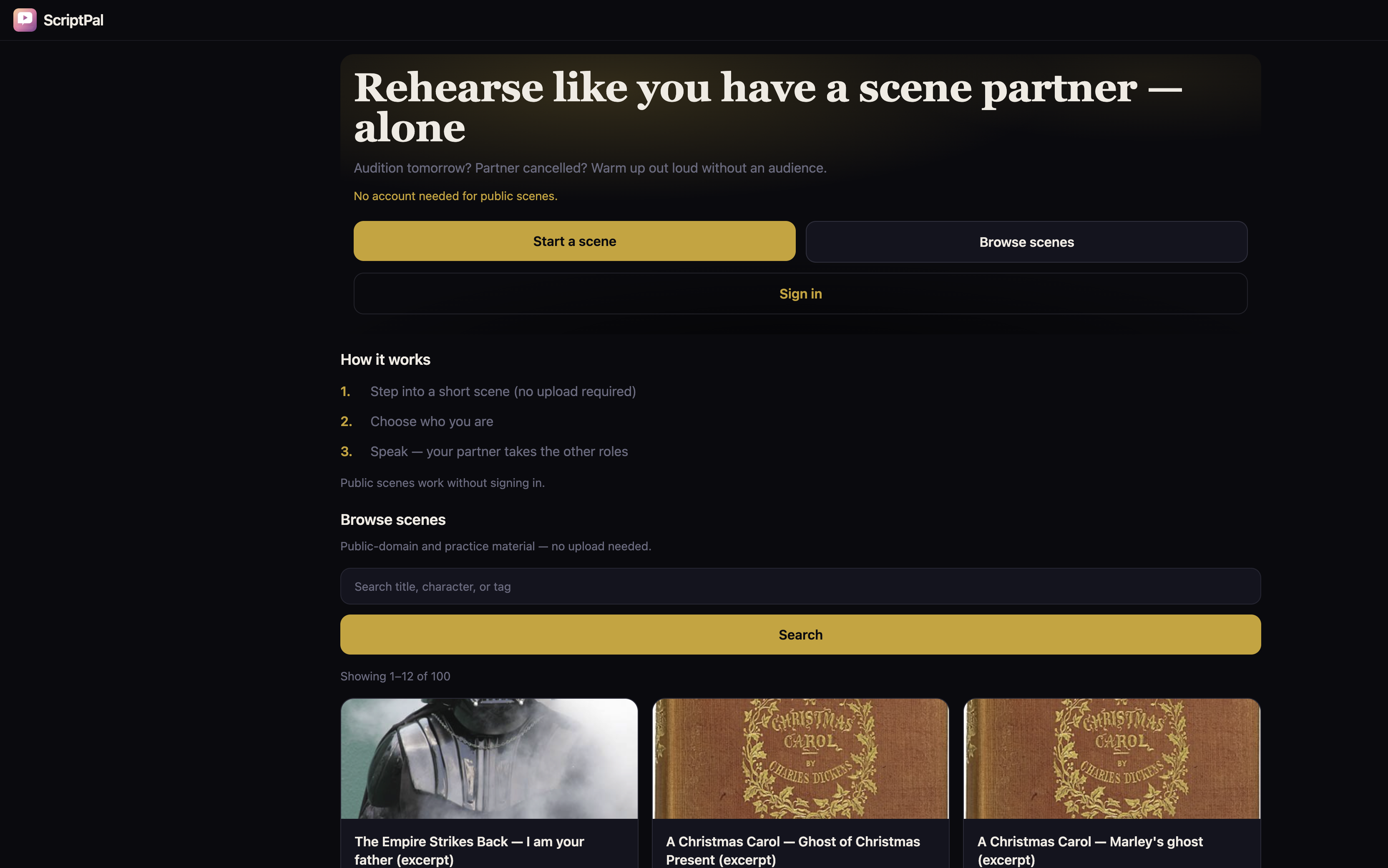 Rehearse without an audience — ScriptPal